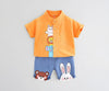 Jungle Friends Printed Short Sleeve Cotton Shirt & Denim Shorts Set for Kids