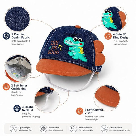 Cartoon Denim Cap for 1-12 Months Infant Baby Boy Girl