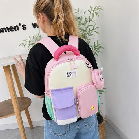 Kids Bunny School Bag Backpack with Coin Purse