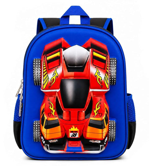 3D Racing Car School Backpack For Kids