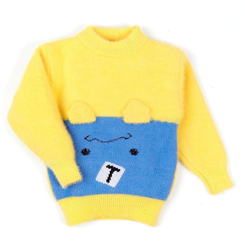 Kid's Bear Cartoon Soft Fur Woolen Winter Sweater Pullover for Boys & Girls