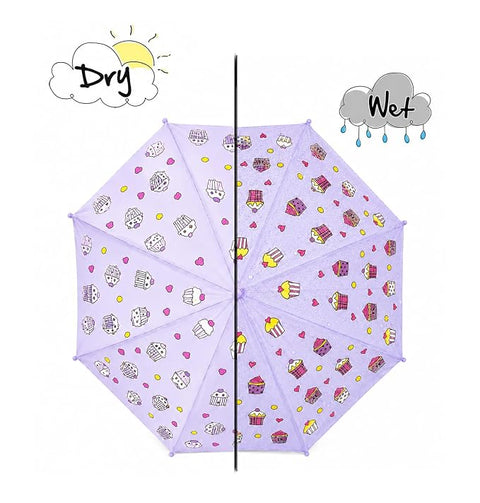 Kids Cupcake Colour Changing Magic Umbrella with Whistle