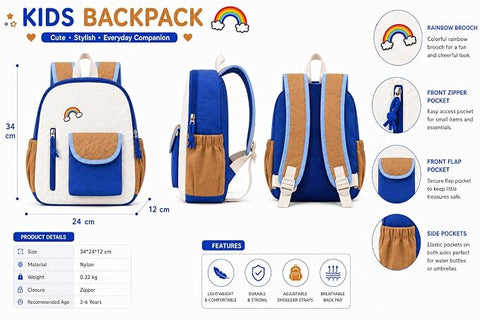 Waterproof Crinkle Rainbow School Bag Backpack for Girl Boy