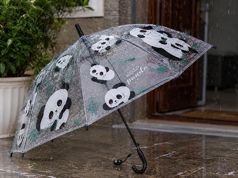 Kids Auto Open Clear Panda Umbrella with Whistle