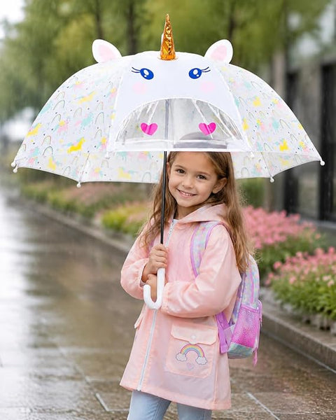 Kids 3D Unicorn Umbrella | No Pinch School Umbrella
