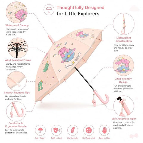 Kids Dinosaur Umbrella | Auto Open Sun & Rain Umbrella