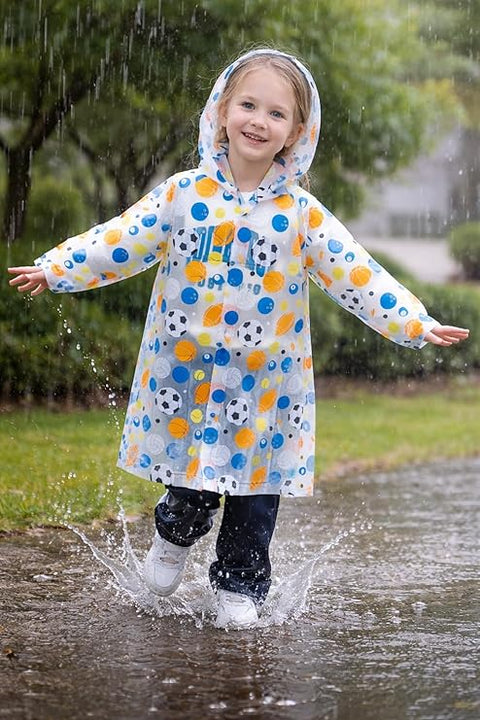 Kids Printed Hooded Raincoat Suitable For 4-8 Years