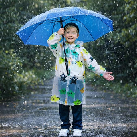 Kids Printed Hooded Raincoat Suitable For 4-8 Years