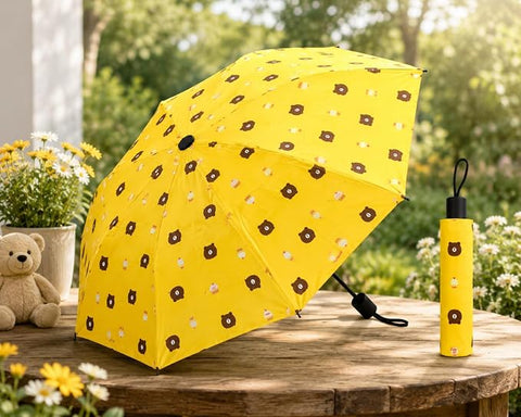 Bear Print 3 Fold Rain Umbrella | Travel Umbrella wid Cover