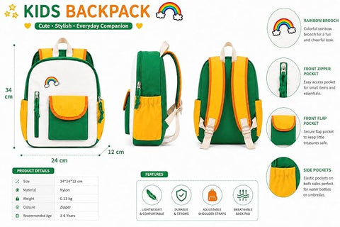 Waterproof Crinkle Rainbow School Bag Backpack for Girl Boy