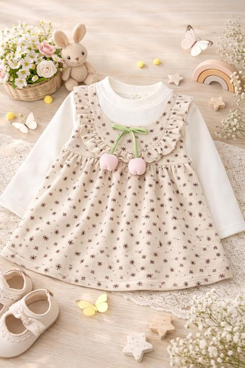 Baby Girls Floral Corduroy Full Sleeve Dress