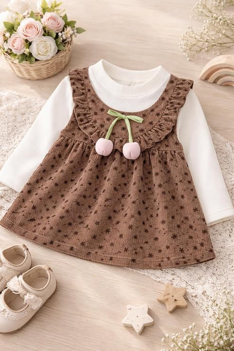 Baby Girls Floral Corduroy Full Sleeve Dress