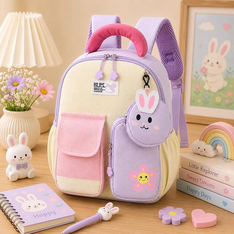 Kids Bunny School Bag Backpack with Coin Purse
