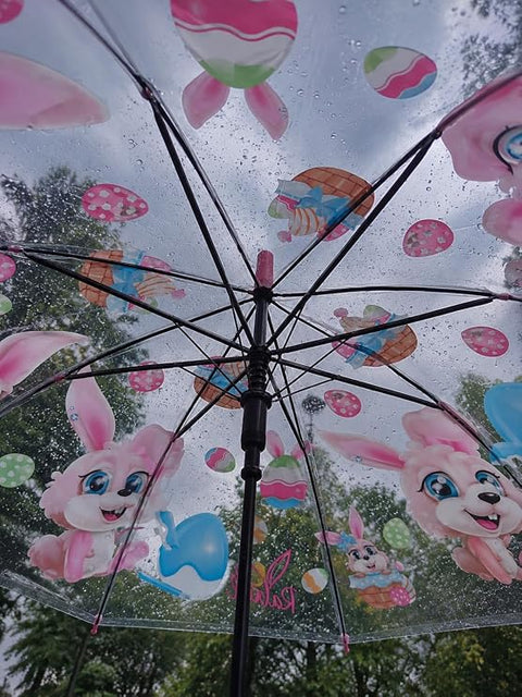 Kids Auto Open Clear Rabbit Umbrella with Whistle