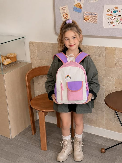 Waterproof Crinkle Rainbow School Bag Backpack for Girl Boy