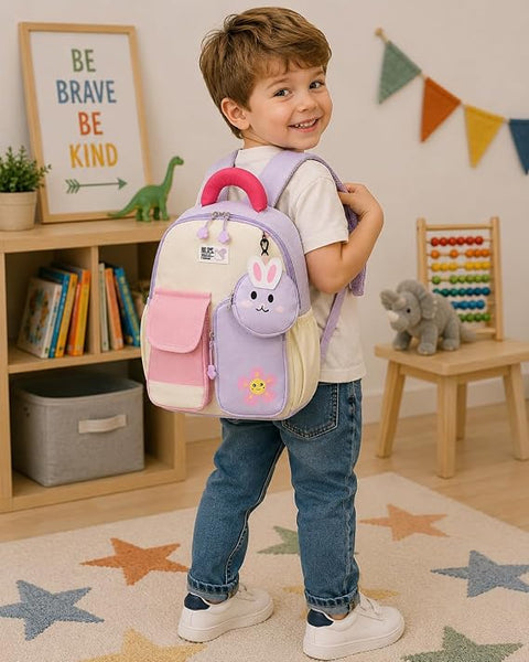 Kids Dino & Bunny School Bag Backpack with Coin Purse