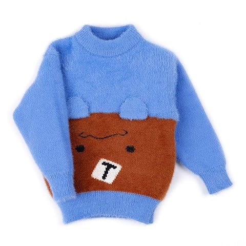 Kid's Bear Cartoon Soft Fur Woolen Winter Sweater Pullover for Boys & Girls