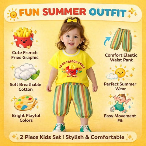 Kids  3D Fries Summer Co-Ord Set