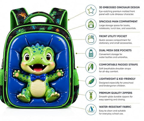 3D Puffy Cartoon Backpack School Bag for Kids