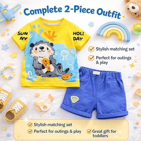 Boys Cartoon Otter Print Co-Ord Set