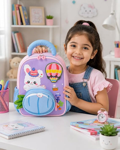 Bunny in Hot Air Balloon School Bag Backpack for Girls