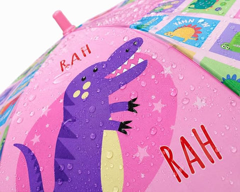 Kids Colorful Dinosaur Rain Umbrella with Whistle Keychain