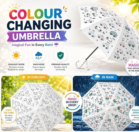 Kids Car Colour Changing Magic Umbrella with Whistle