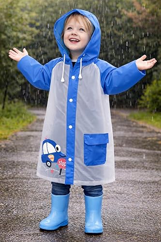 Blue EVA Hooded Raincoat