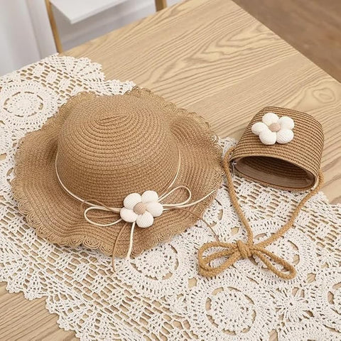 Sun Hat with Matching Sling Bag Combo For 2-8 Years Girls