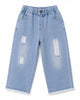Girls Distressed Ribbed Denim Jeans