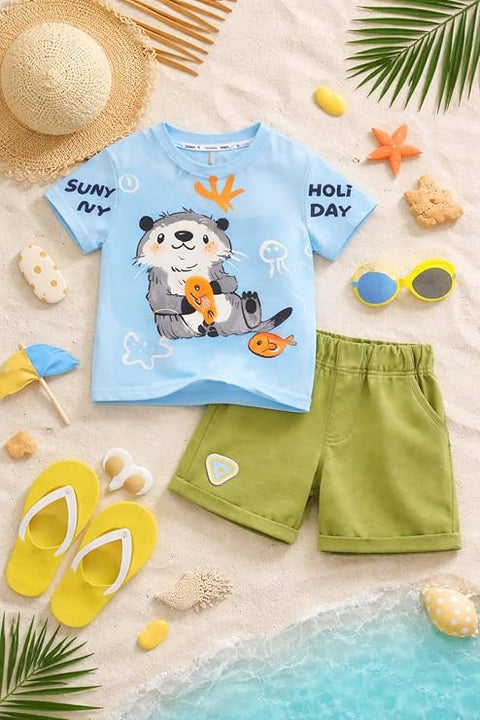 Boys Cartoon Otter Print Co-Ord Set