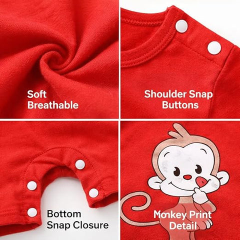 Half Sleeve Pure Cotton Cartoon Printed Onesie Romper Bodysuit for Newborn to Infant Kids