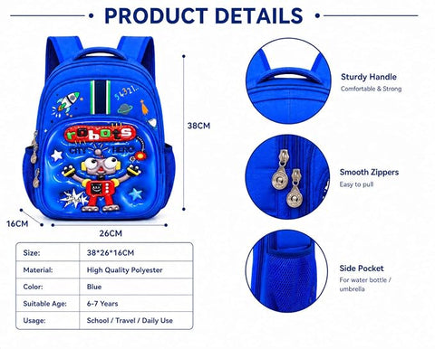 Kids 3D Cartoon School Bag with Multi Compartments & Pockets