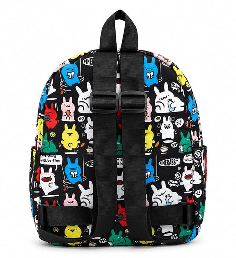 Cartoon Graffiti School Backpack with Detachable Pouch