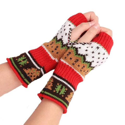 Women Warm Winter Colorful Thermal Fingerless Gloves Mittens