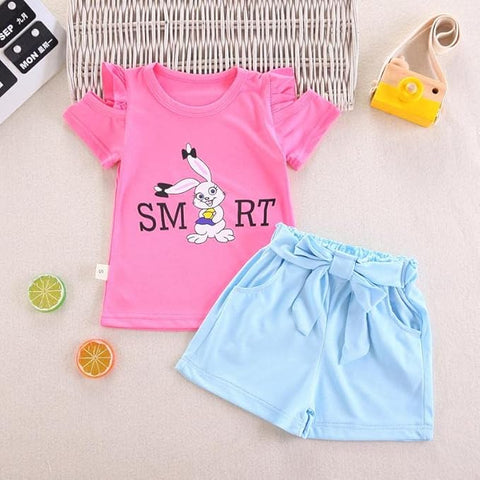 Kids Cartoon Print Cotton T-shirt & Short Set