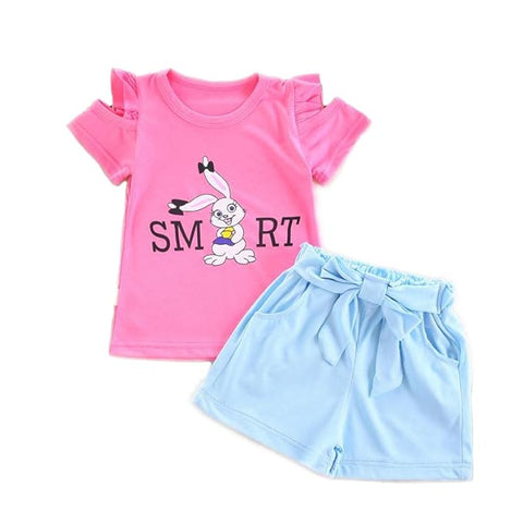Kids Cartoon Print Cotton T-shirt & Short Set