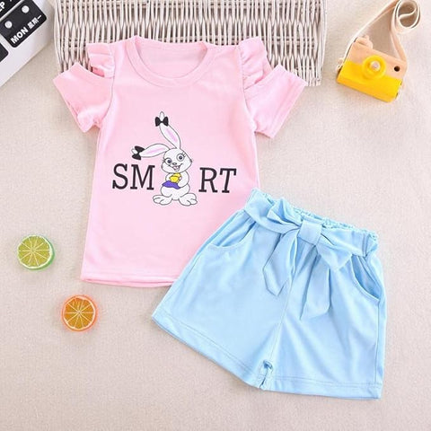 Kids Cartoon Print Cotton T-shirt & Short Set