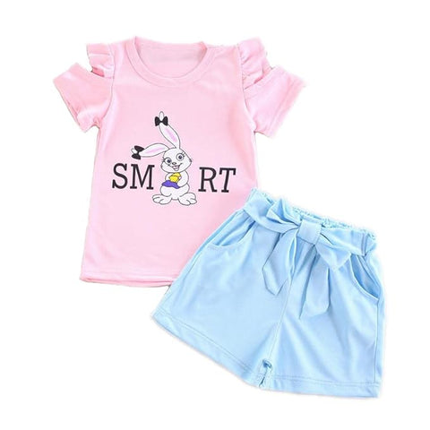 Kids Cartoon Print Cotton T-shirt & Short Set