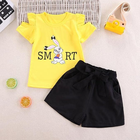 Kids Cartoon Print Cotton T-shirt & Short Set