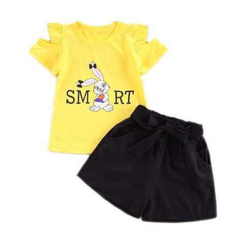 Kids Cartoon Print Cotton T-shirt & Short Set