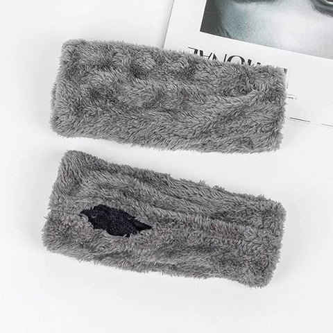 Women Warm Fur Knitted Winter Thermal Fingerless Gloves Mittens