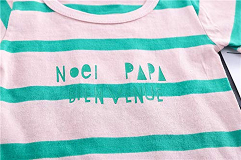 Kids Cotton Striped Half Length T-shirt & Denim Dungaree Set