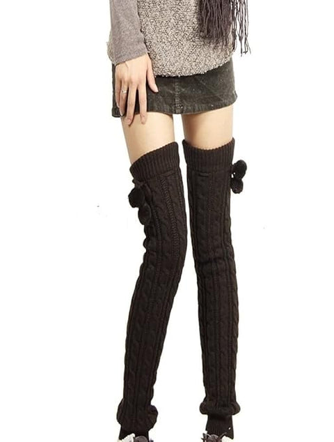 Knitted Warm Woolen Thigh High Long Leg Warmer Winter Boot Cuffs Socks for Women