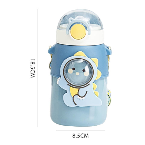 Kids Premium Dinosaur Themed Water Bottle With Shoulder Strap-550Ml