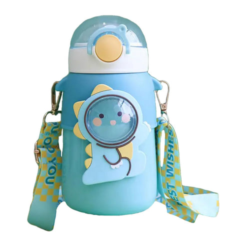 Kids Premium Dinosaur Themed Water Bottle With Shoulder Strap-550Ml