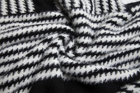 Women Warm Knitted Wool V neck Stripe Fringe Tassel Poncho