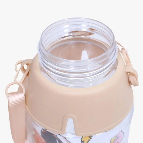 Kids Leak proof School Bottle With Flip-Top Straw Lid, DIY Stickers  And Shoulder Straps-550Ml