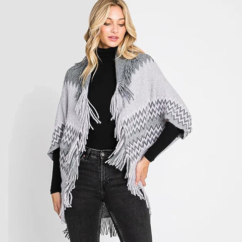 Women Winter Wool Women Cardigan Shrug Style Wrap Front Open Poncho