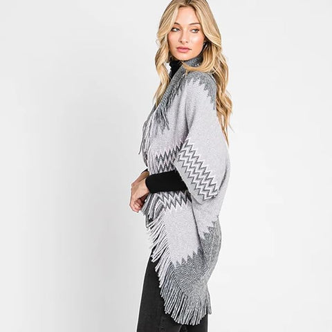 Women Winter Wool Women Cardigan Shrug Style Wrap Front Open Poncho